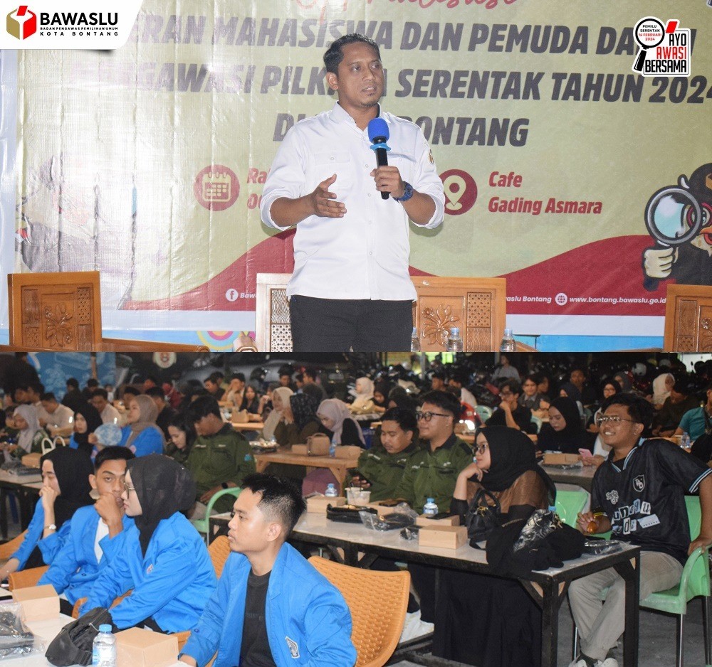 Bawaslu Bontang Gelar Sosialisasi Pengawasan Partisipatif, Ajak Mahasiswa dan Pemuda Awasi Pilkada Serentak 2024, Rabu (06/11/2024) di Cafe Gading Asmara