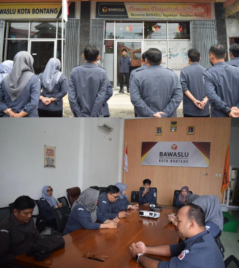 Apel dan Rapat Internal Rutin Bawaslu Bontang, Senin (21/7/2025).