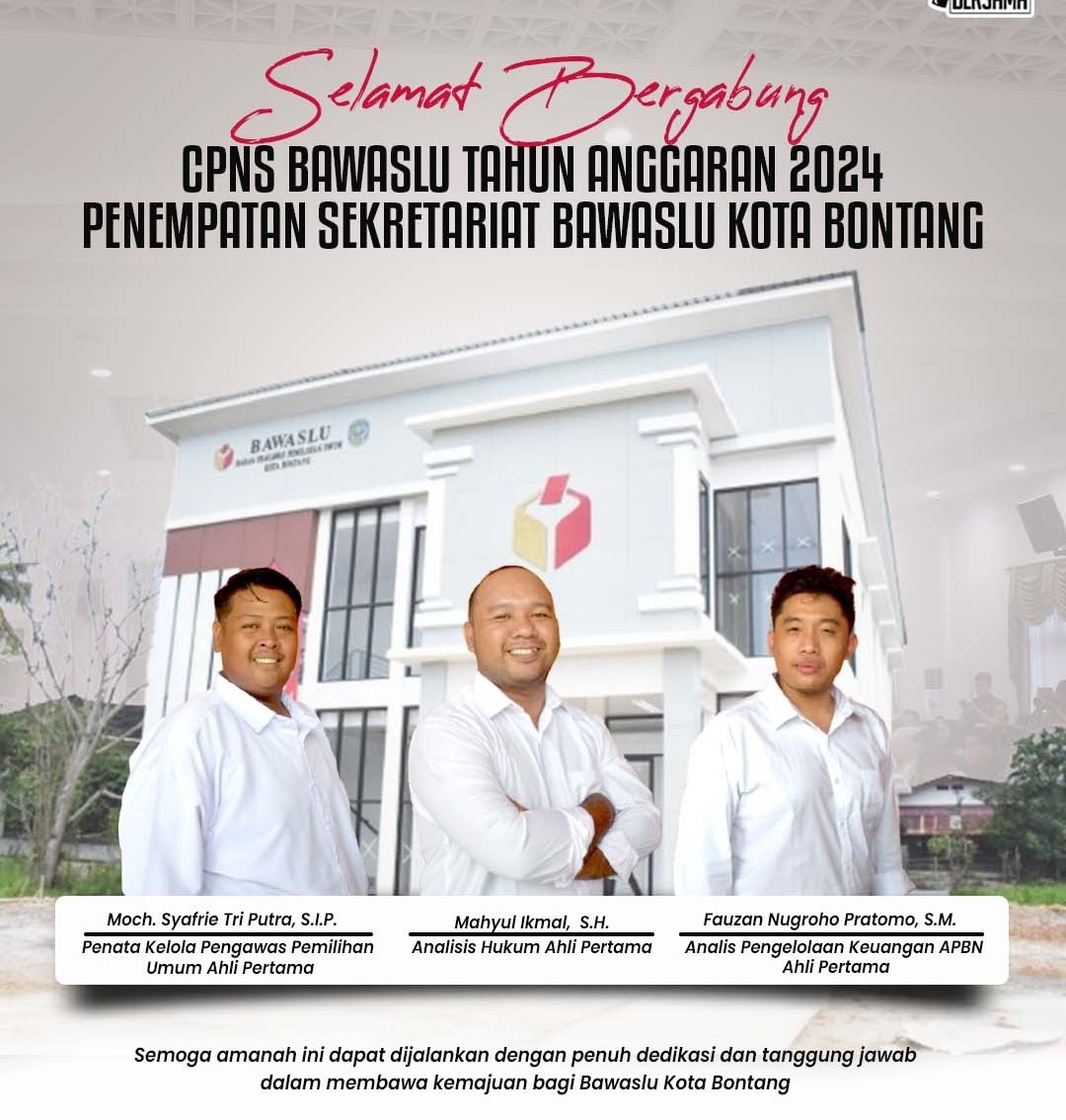 3 (tiga) Calon Pegawai Negeri Sipil (CPNS) formasi tahun 2024 yang mulai aktif bertugas pada Senin (2/6/2025). 