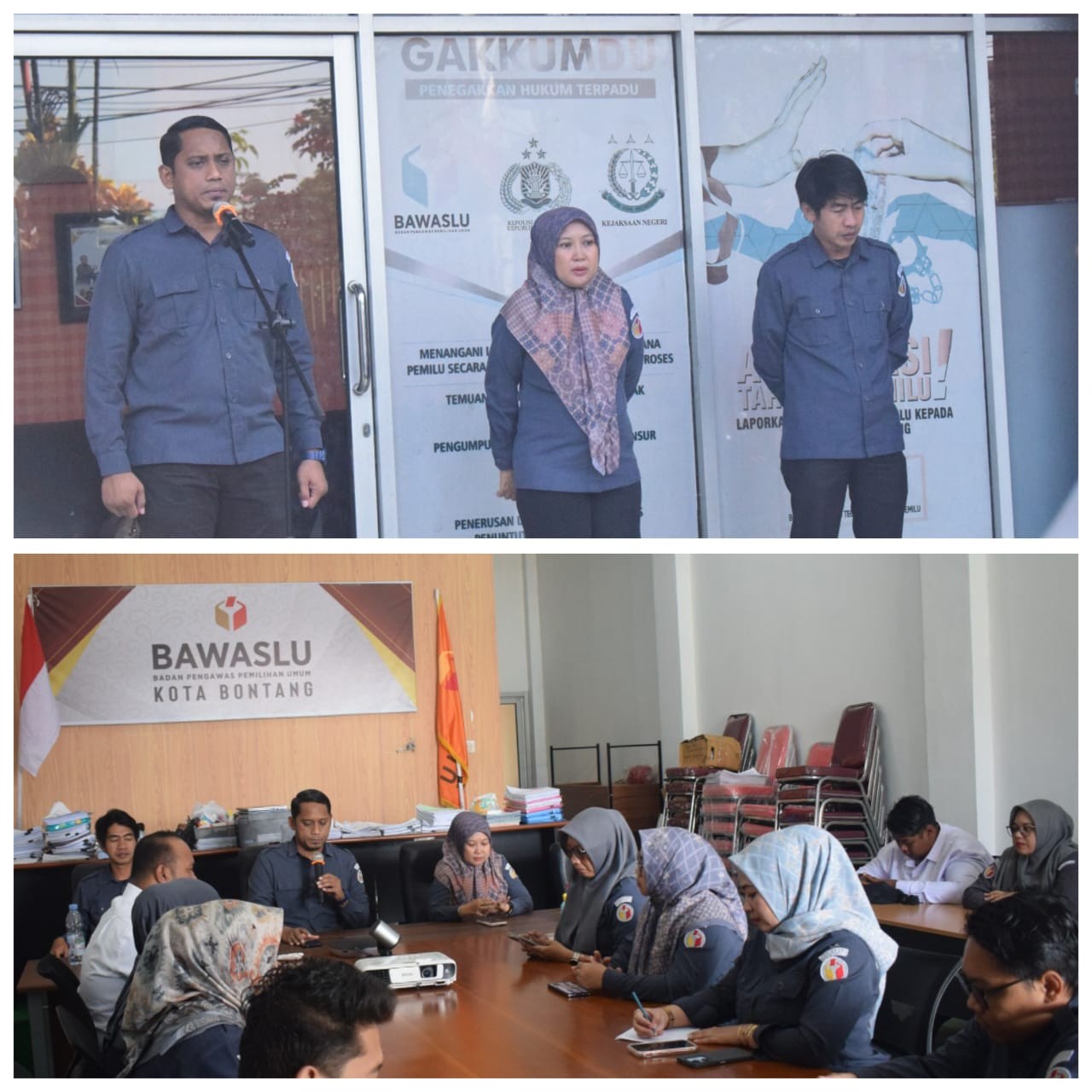 Apel dan rapat internal rutin Bawaslu Kota Bontang sebelum melakukan aktifitas tugas, Senin (1/9/2025).