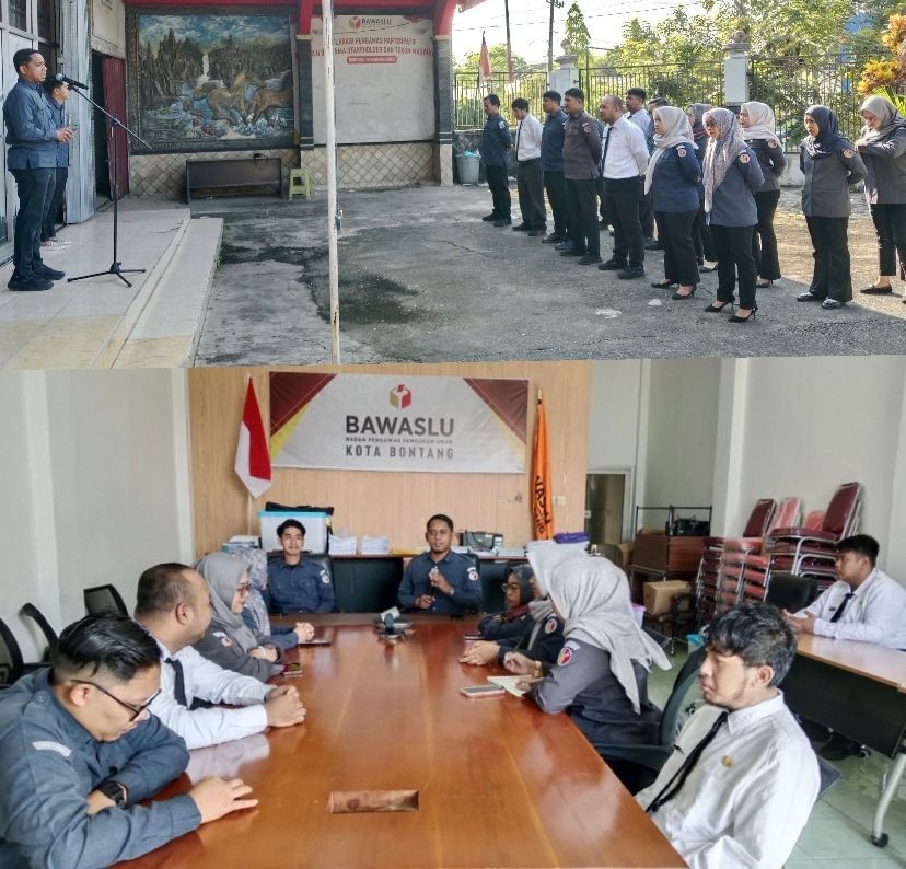 Bawaslu Kota Bontang melaksanakan Apel dan briefing rutin setiap awal pekan sebelum melaksanakan aktifitas tugas, Senin (29/9/2025).