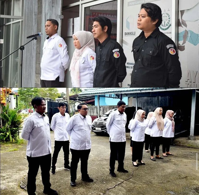 Badan Pengawas Pemilihan Umum (Bawaslu) Kota Bontang mengikuti apel peringatan hari ulang tahun  ke-17 Bawaslu, Rabu (9/4/2025) yang dilaksanakan di Halaman Kantor Bawaslu Bontang.