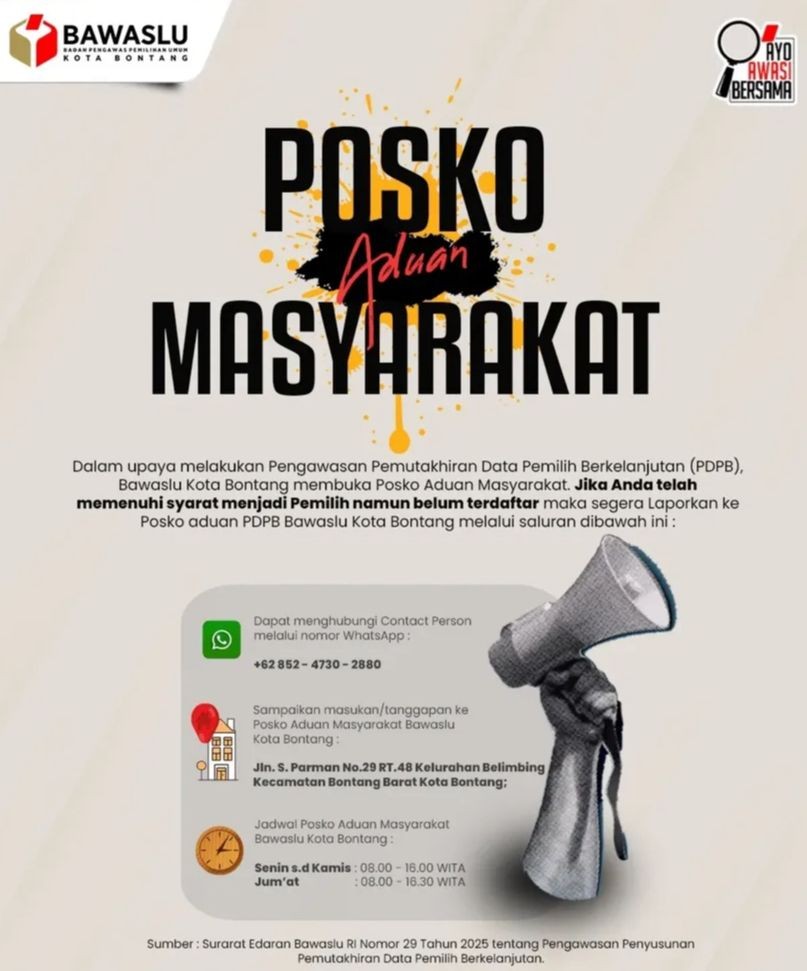 Kawal Pemutakhiran Data Pemilih Berkelanjutan, Bawaslu Bontang Buka Posko Aduan