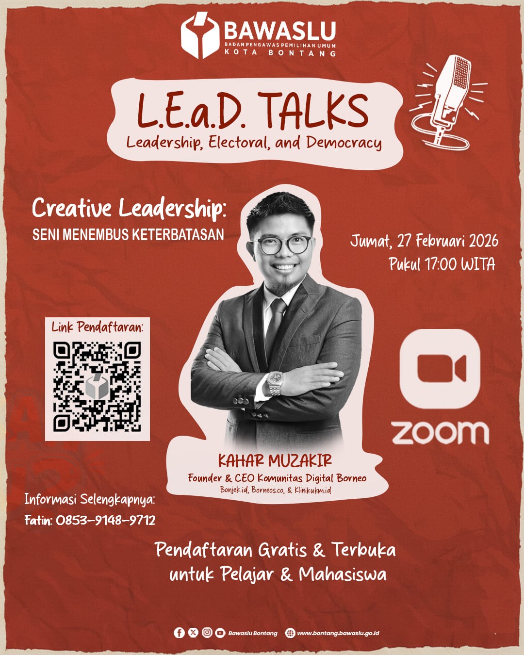 Bawaslu Kota Bontang Gelar L.E.a.D. TALKS: Kupas Tuntas Kepemimpinan Kreatif di Era Digital