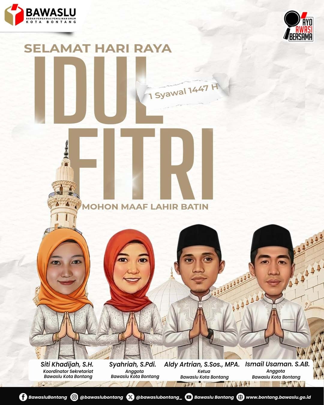 Bawaslu Kota Bontang Sampaikan Ucapan Selamat Idul Fitri 1447 H, Perkuat Silaturahmi di Momen Kemengan
