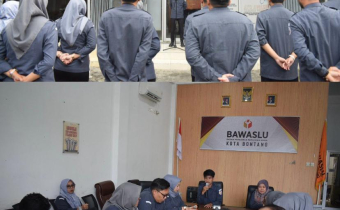 Apel dan Rapat Internal Rutin Bawaslu Bontang, Senin (21/7/2025).