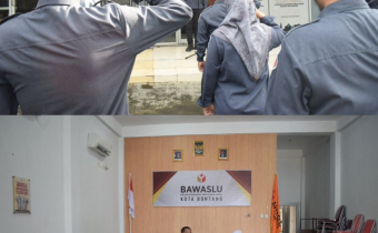 Apel dan briefing rutin awal pekan yang dilaksanakan Bawaslu Bontang, Senin (4/8/2025).